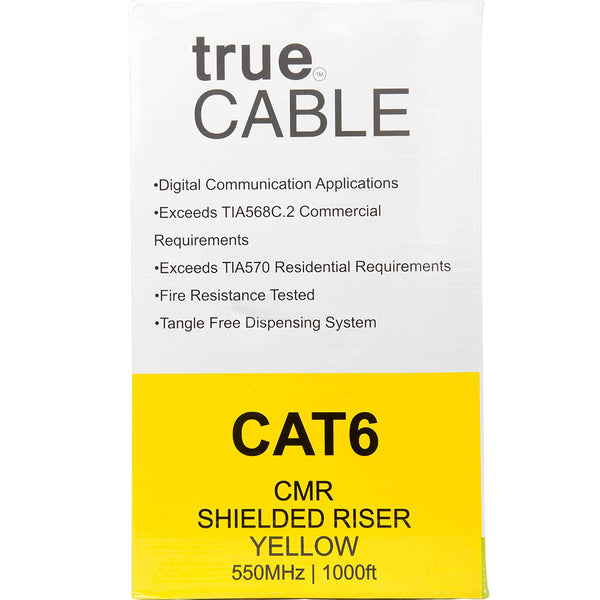 Cat6 Shielded Riser Ethernet Cable Yellow 1000ft trueCABLE Box Back