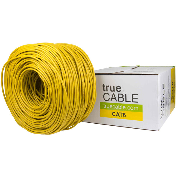 Cat6 Shielded Riser Ethernet Cable Yellow 1000ft trueCABLE Box Top