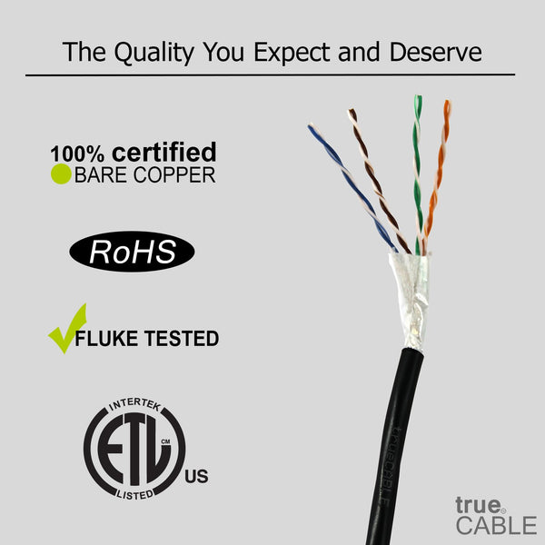 Outdoor Cat5e Cable Black 1000ft trueCABLE Close up