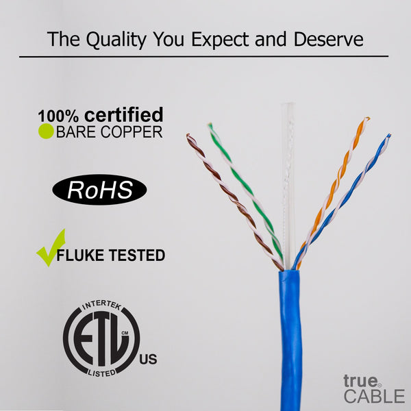 Cat6 Riser Ethernet Cable Blue 500ft trueCABLE Close Up