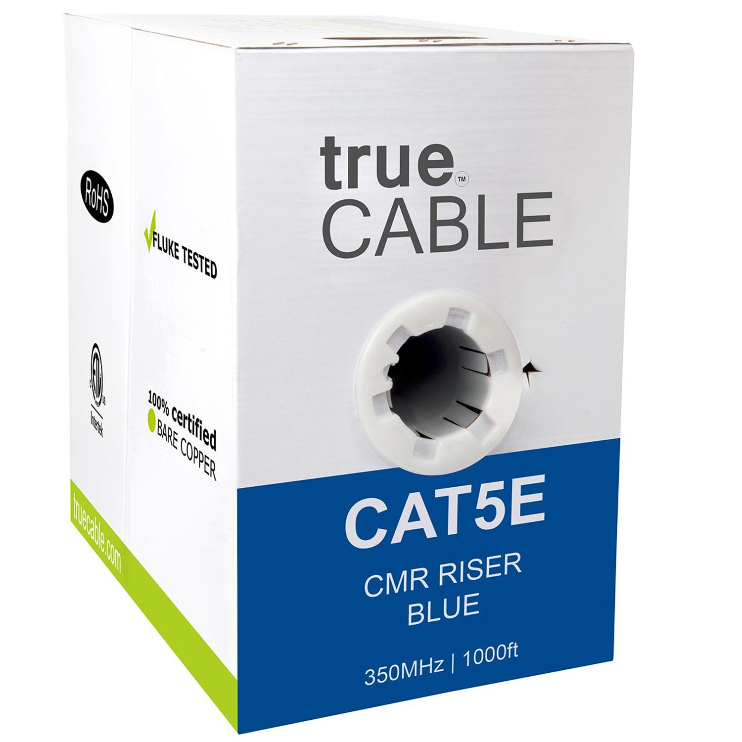 Cat5e Riser Ethernet Cable Blue 1000ft trueCABLE Box Front